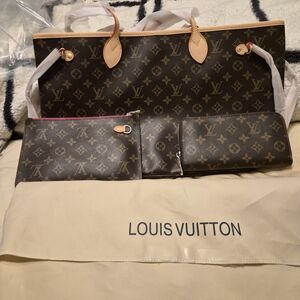 Louis Vuitton Monogram Brown Tote Set